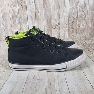 Converse All Star Chuck Taylor Mid Top Sneakers Black‎ Neon Green Men's Size 8